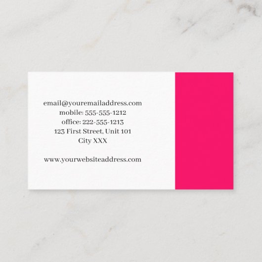 Minimalistisches, hellrosa und weiß visitenkarte (Rückseite)