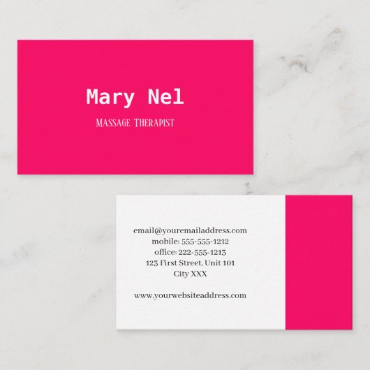 Minimalistisches, hellrosa und weiß visitenkarte (Vorne/Hinten)