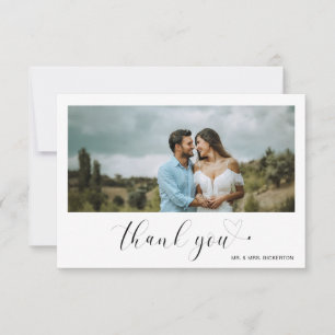 Minimalistisches Herz Einfache Schrift Foto Hochze Dankeskarte