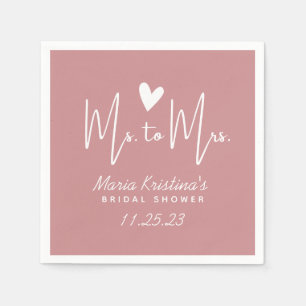 Minimalistisches Herz Frau Brautparty Puce Pink Serviette
