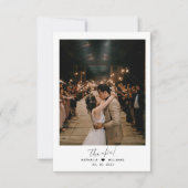 Minimalistisches Herz mit Foto Dusty Blue Wedding Dankeskarte (Vorderseite)