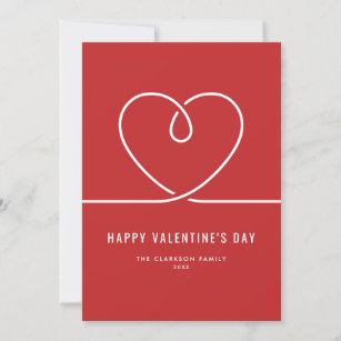 Minimalistisches Herz Roter Glückstag Valentinstag Feiertagskarte