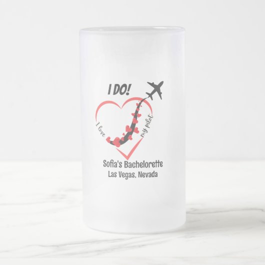 Minimalistisches Herz und Flugzeug Mattglas Bierglas (Mittel)