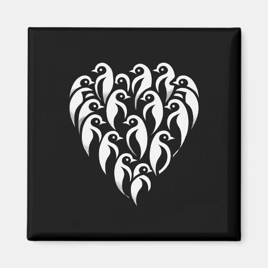 Minimalistisches herzförmiges Pinguingruppen-Desig Magnet (Vorne)