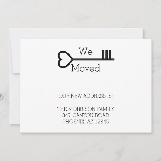 Minimalistisches Herzhaus - Neue Adressenverschieb Ankündigung (Vorderseite)