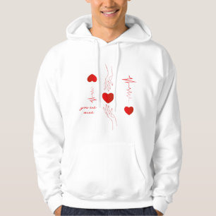 Minimalistisches Herzschlag- und Hände-Liebe-Tasse Hoodie