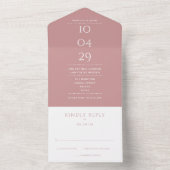 Minimalistisches Hochzeitdatum der Rose Dusty All In One Einladung (Innen Boden)