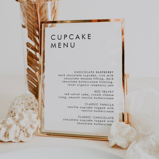 Minimalistisches Hochzeitdessert Bar Cupcake Menü Poster