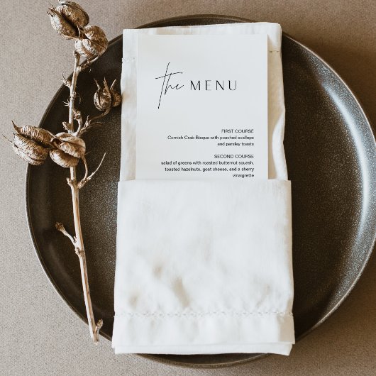 Minimalistisches Hochzeitmenü 4x9
