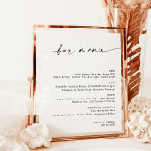 Minimalistisches Hochzeitmenü Bar | Modernes Geträ Poster