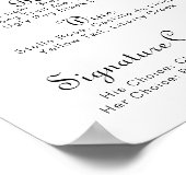 Minimalistisches Hochzeitmenü Bar Poster (Ecke)