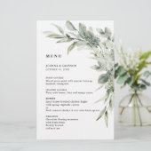 Minimalistisches Hochzeitmenü für Eukalyptus-Sage (Stehend Vorderseite)