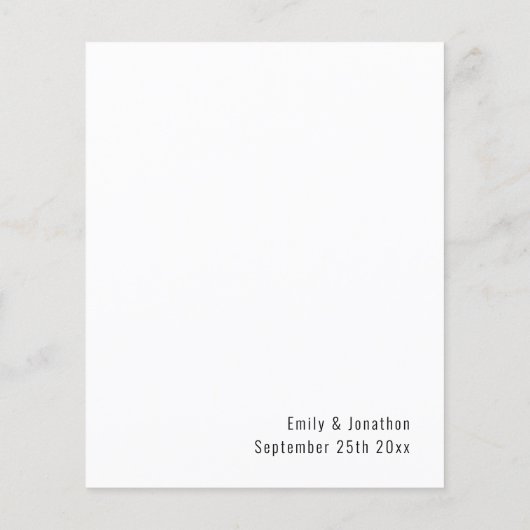 Minimalistisches Hochzeitmenü mit Kalligrafie (Rückseite)