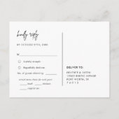 Minimalistisches Hochzeitmenü UAWG Postkarte (Rückseite)