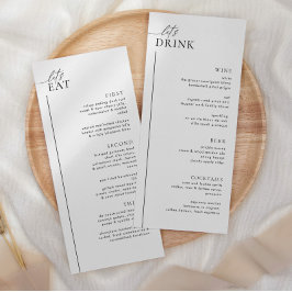 Minimalistisches Hochzeitmenü und Getränkemenü LAY Menükarte