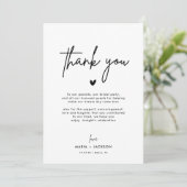 Minimalistisches Hochzeitmenü Vielen Dank, dass Si Dankeskarte (Stehend Vorderseite)