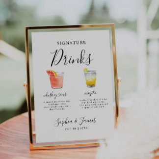 Minimalistisches Hochzeits-Cocktail-Signature-Drin Einladung