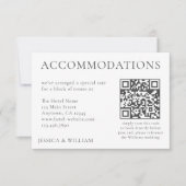 Minimalistisches Hochzeits-Hotelunterkunft QR-Code Karte (Vorderseite)
