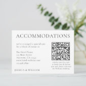 Minimalistisches Hochzeits-Hotelunterkunft QR-Code Karte (Stehend Vorderseite)
