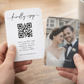 Minimalistisches Hochzeits-RSVP-QR-Code-Script-Des Visitenkarte