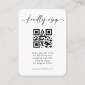 Minimalistisches Hochzeits-RSVP-QR-Code-Script-Des Visitenkarte (Vorderseite)