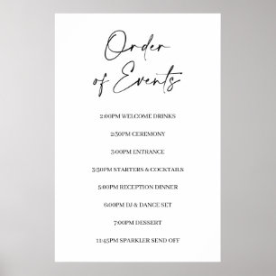 Minimalistisches Hochzeitsablaufposter Poster