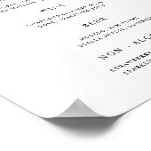 Minimalistisches Hochzeitsbar-Menü-Poster Poster (Ecke)