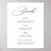 Minimalistisches Hochzeitsbar-Menü-Poster Poster (Vorne)