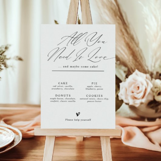Minimalistisches Hochzeitsdessert-Bar-Menü-Schild Poster