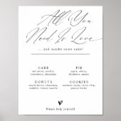 Minimalistisches Hochzeitsdessert-Bar-Menü-Schild Poster (Vorne)