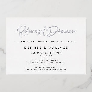 Minimalistisches Hochzeitsessen Probe Folieneinladung