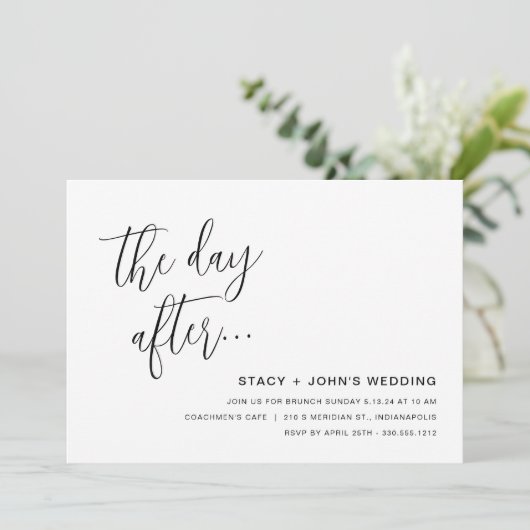 Minimalistisches Hochzeitsfest Einladung (Stehend Vorderseite)