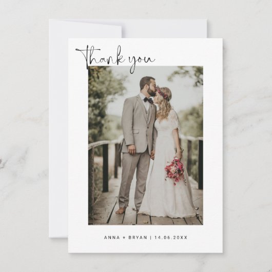 Minimalistisches HochzeitsFoto Dankeskarte (Vorderseite)