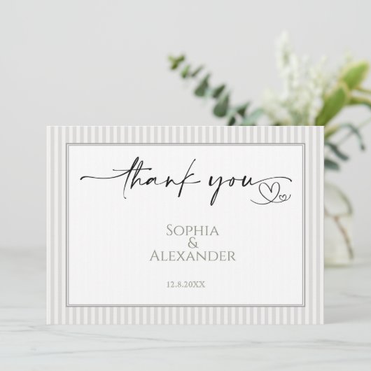 Minimalistisches Hochzeitsgeschenk Dankeskarte (Stehend Vorderseite)