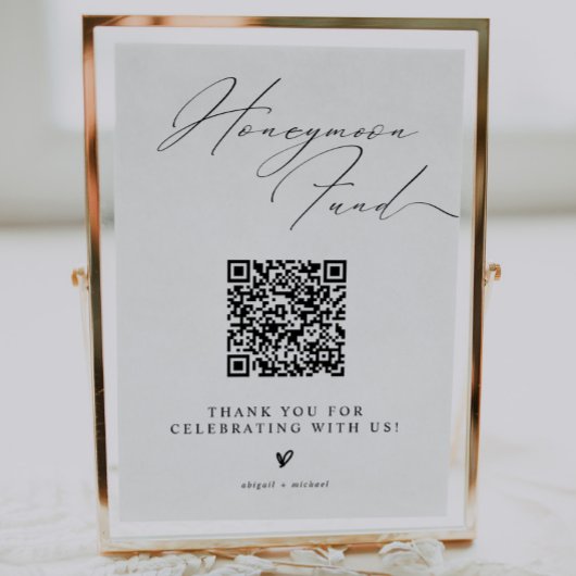 Minimalistisches Hochzeitsgeschenk-Schild mit QR-C Poster