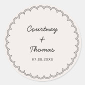 Minimalistisches Hochzeitslabel in Skalierung Runder Aufkleber (Vorderseite)