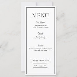 Minimalistisches Hochzeitsmenü