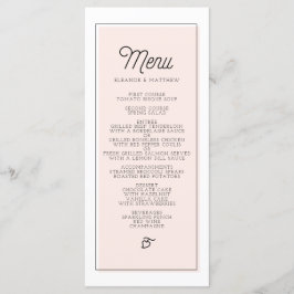 Minimalistisches Hochzeitsmenü für Druckfarbblock Menükarte