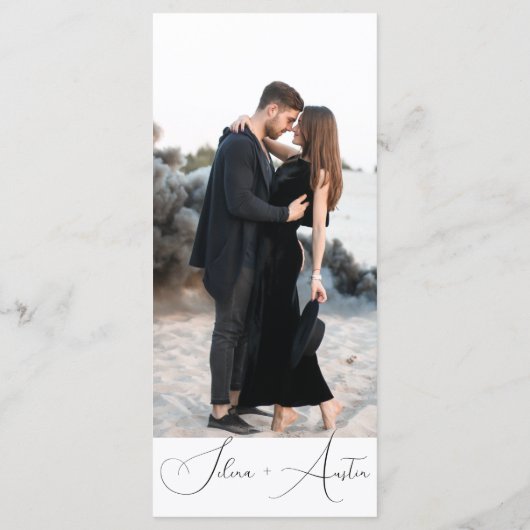 Minimalistisches Hochzeitsmenü für Handscript-Text Menükarte (Rückseite)