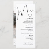 Minimalistisches Hochzeitsmenü für Handscript-Text Menükarte (Vorne/Hinten)