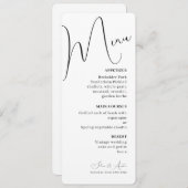 Minimalistisches Hochzeitsmenü für Handscript-Text Menükarte (Vorne/Hinten)