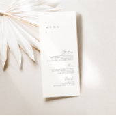 Minimalistisches Hochzeitsmenü in Schwarz und Weiß Menükarte