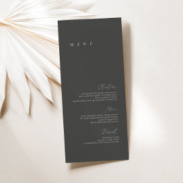 Minimalistisches Hochzeitsmenü in Schwarz und Weiß Menükarte