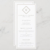 Minimalistisches Hochzeitsmenü in Weiß/Beige Menükarte (Vorne/Hinten)