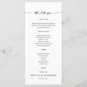 Minimalistisches Hochzeitsmenü Menükarte (Vorderseite)