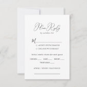 Minimalistisches Hochzeitsmenü mit klassischer Chi RSVP Karte (Vorderseite)