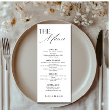 Minimalistisches Hochzeitsmenü mit moderner Kallig