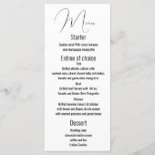 Minimalistisches Hochzeitsmenü , Modernes Drehbuch Menükarte (Vorderseite)