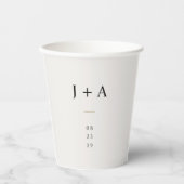 Minimalistisches Hochzeitsmonogramm-Papierbecher Pappbecher (Vorderseite)