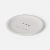 Minimalistisches Hochzeitsmonogramm-Papierunterset Pappteller (Schrägansicht)